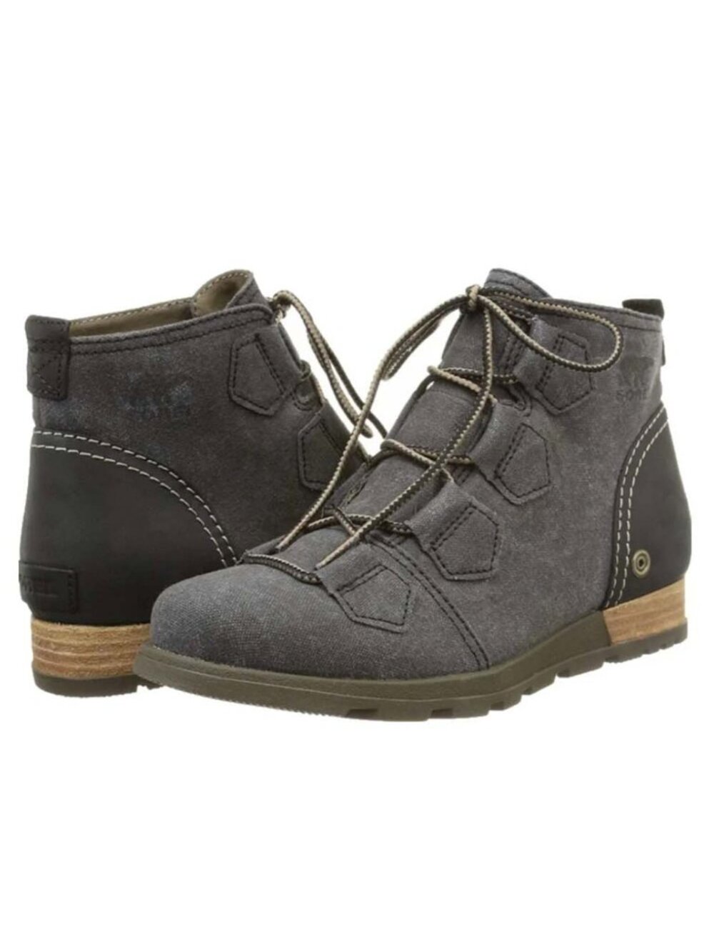 SOREL Major Lace Up Stone Gray Boots Distressed Canvas Women's 11